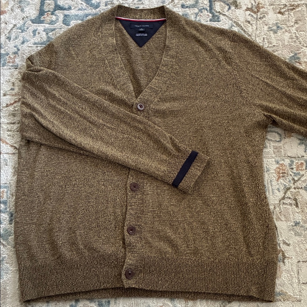 Tommy Hilfiger Men's Tan Cardigan Sweater